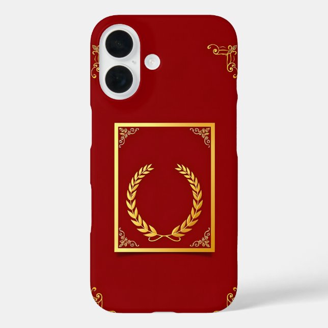 Elegant Golden Laurel in Rectangular Frame Case-Mate iPhone Case (Back)
