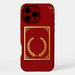 Elegant Golden Laurel in Rectangular Frame iPhone 16 Pro Max Case