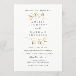 Elegant Golden Leaf Garden Wedding Invitation