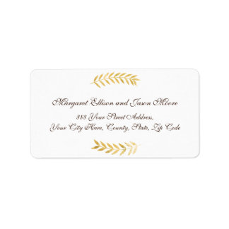 Elegant Golden Leaves and Dark Brown Address Label
