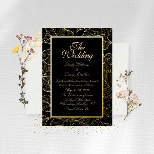 Elegant Golden Leaves Black 