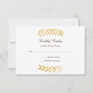 Elegant Golden Leaves Wedding RSVP Card