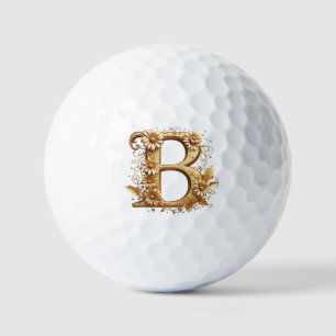 Elegant Golden Letter B With Floral Design Golf Balls
