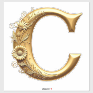Elegant Golden Letter C With Floral Design