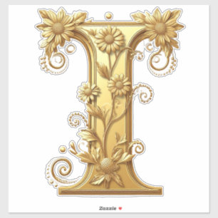 Elegant Golden Letter I With Floral Embellishments