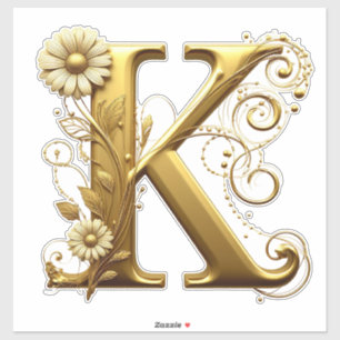 Elegant Golden Letter K With Floral Embellishments