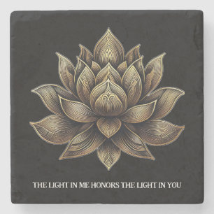 Elegant Golden Lotus Flower The Light in Me ... Stone Coaster