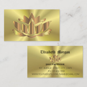 Elegant golden lotus flower yoga business card