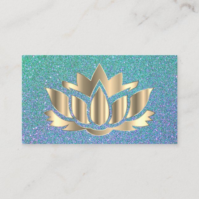 Elegant golden     lotus flower yoga business card (Front)