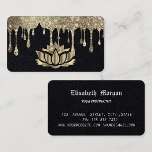 Elegant Golden Lotus Flower Yoga Business Card