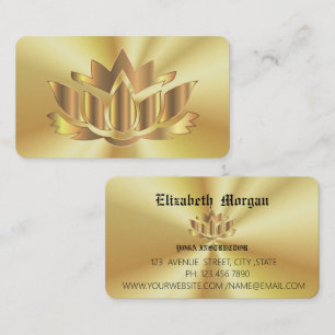 Elegant golden lotus flower yoga business card