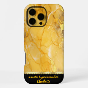 Elegant golden marble with intricate vein patterns iPhone 16 pro max case