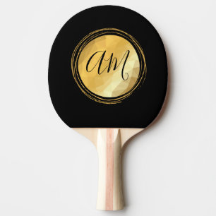Elegant golden metallic festive initial letters ping pong paddle