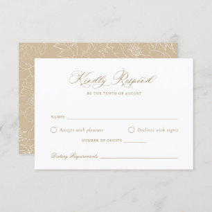 Elegant Golden Modern Script Wedding RSVP Card