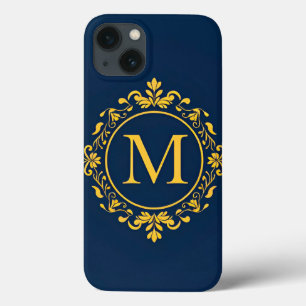 Elegant Golden Monogram Design iPhone 13 Case