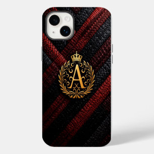 Elegant Golden Monogram Letter A with Regal Crown iPhone 14 Plus Case