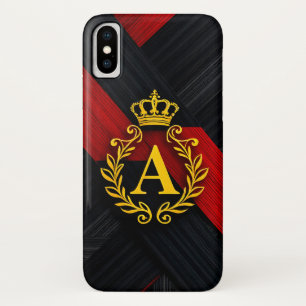 Elegant Golden Monogram on Black and Red Case-Mate iPhone Case
