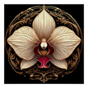 Elegant Golden Orchid Design Poster
