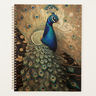 Elegant Golden Peacock Bird Planner