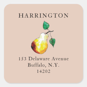 Elegant Golden Pear Brown Return Address Label