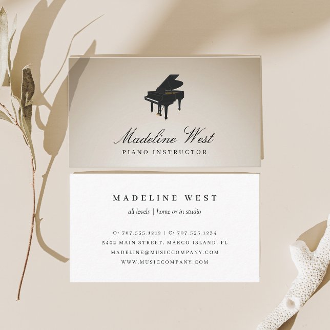 Elegant Golden Piano Instructor Music Teacher Business Card (Creator Uploaded)