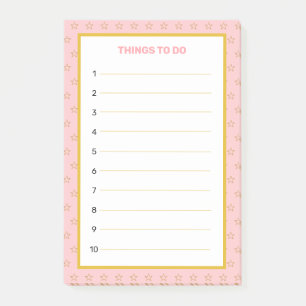 Elegant Golden & Pink Editable Things To Do Post- Post-it Notes