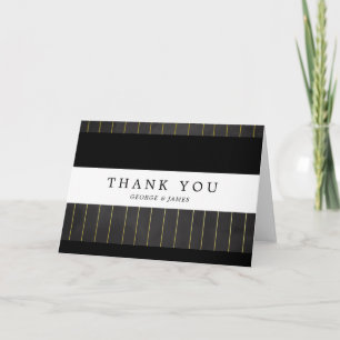 Elegant Golden Pinstripes Thank You Card