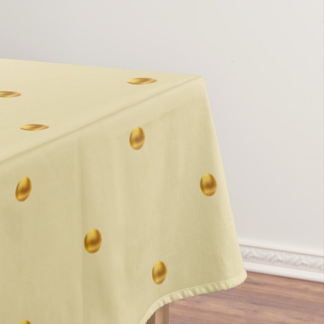 Elegant Golden Polka Dots on Champagne Beige Tablecloth (In Situ)