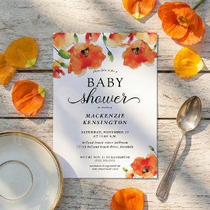 Elegant Golden Poppy Baby Shower Invitation