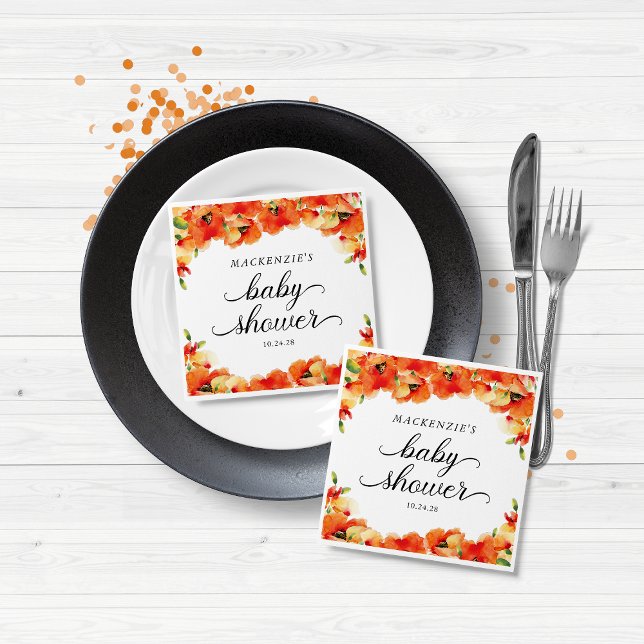 Elegant Golden Poppy Baby Shower Napkin (Elegant Golden Poppy Baby Shower Napkins)