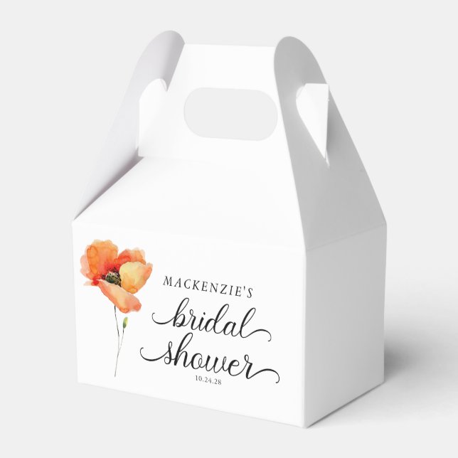 Elegant Golden Poppy Bridal Shower Favour Box (Front Side)