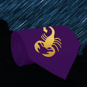 Elegant Golden - Purple Scorpio Zodiac Tie