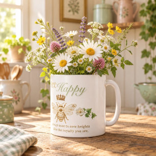 Elegant Golden Queen Bee Encouragement Large Coffee Mug