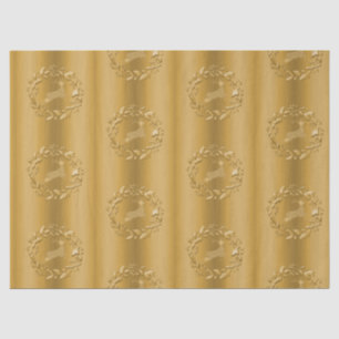 Elegant Golden Reindeer and Wreaths Christmas Tissue Paper