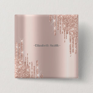 Elegant golden rose  15 cm square badge