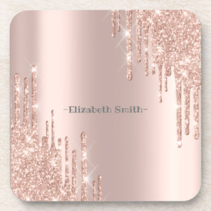 Elegant golden rose     coaster