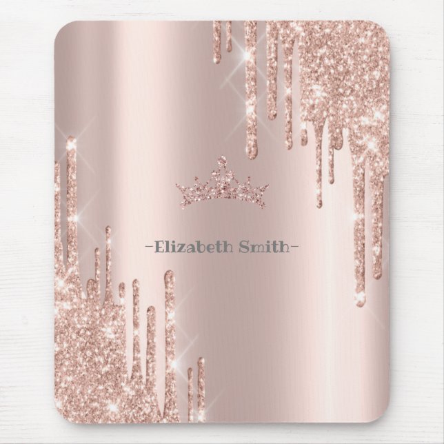 Elegant golden rose glitter,  mouse pad (Front)