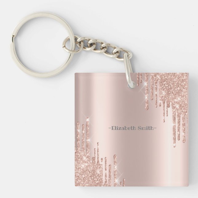 Elegant golden rose   key ring (Front)