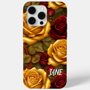 Elegant Golden Roses Valentines Special iPhone 15 Pro Max Case