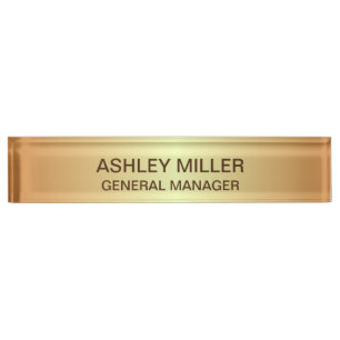 Elegant Golden Shades Desk Name Plate