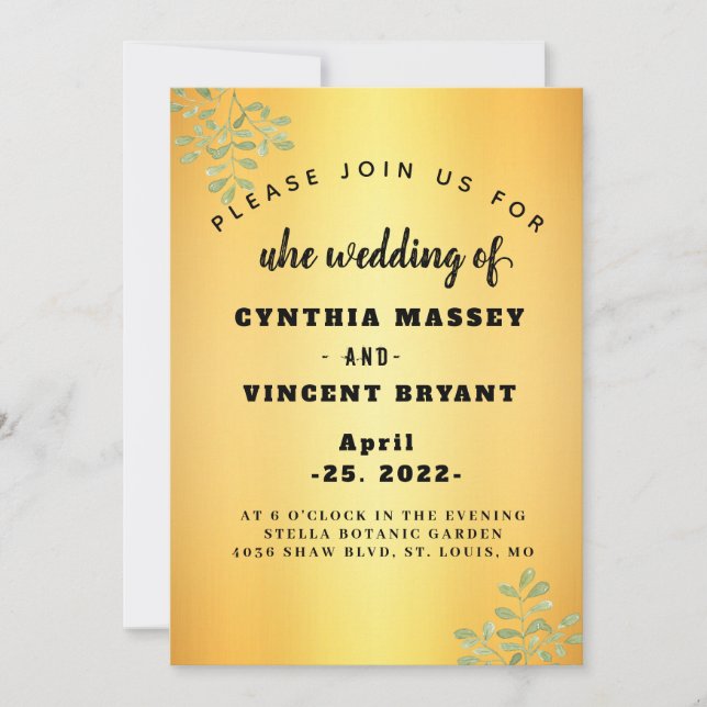 Elegant golden shiny modern invitation (Front)