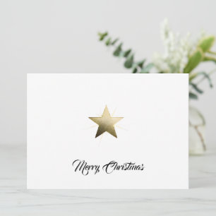 Elegant Golden Star with Delicate Glow Minimalist Holiday Card
