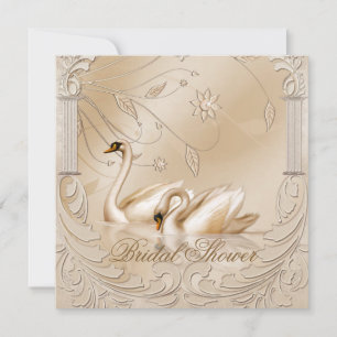 Elegant Golden Swans Bridal Shower Invitation