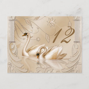 Elegant Golden Swans Table Card