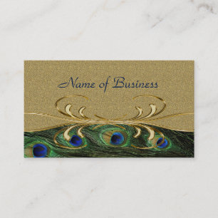 Elegant Golden Swirl Peacock Feathers Appointment Card