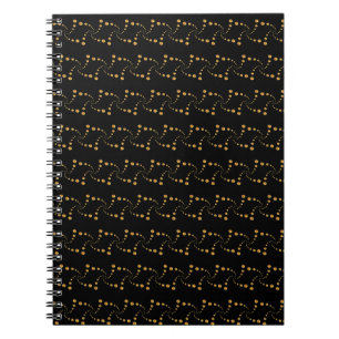 Elegant Golden Swirling Dots on Black Notebook