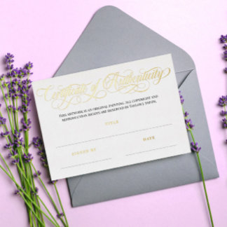 Elegant Golden Swirls Certificate of Authenticity