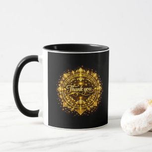 Elegant Golden "Thank You" Mandala Design with Lux Mug