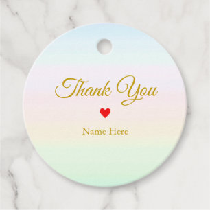 Elegant Golden Thank You on Light Pastel Shades Favour Tags