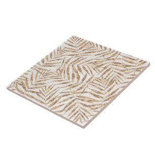 Elegant golden tropical palm leaves design tile